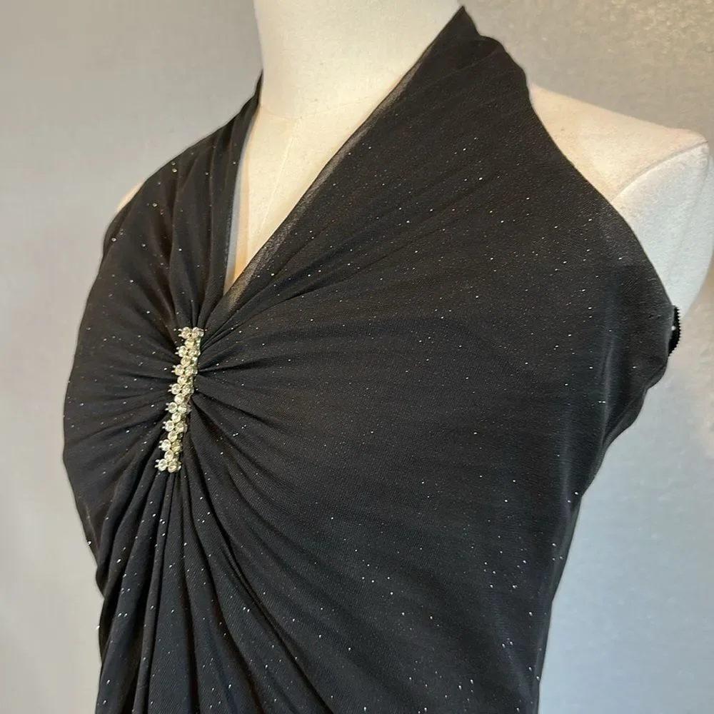 Vintage Jump apparel Elegant Black Halter Evening Dress size 9/10